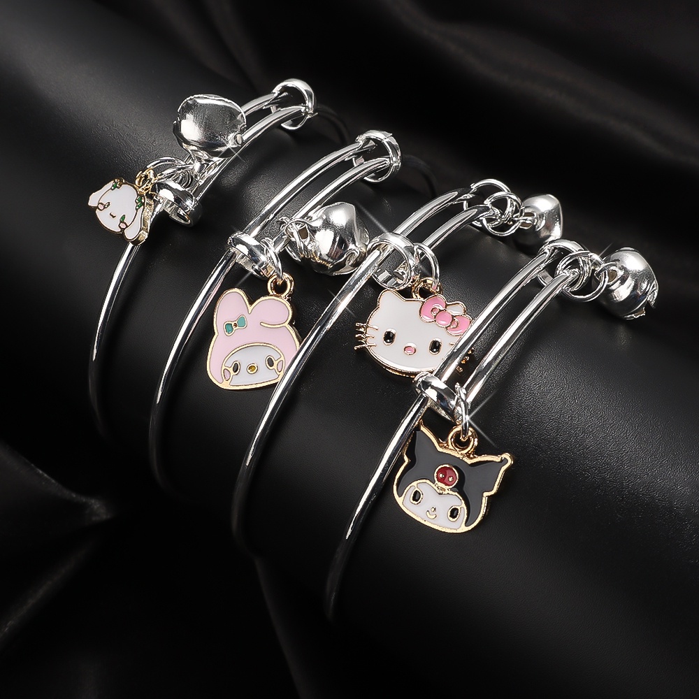 Gelang Bangle Model Terbuka Dapat Disesuaikan Motif Kartun Gaya Korea Untuk Wanita