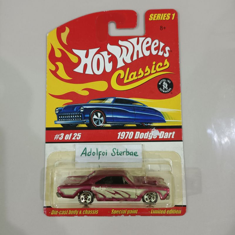 hotwheels hot wheels 1970 dodge dart edisi hot wheels classics series 1 die-cast body & chasis speci