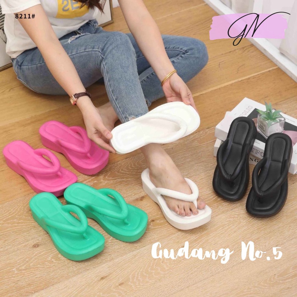 GN-8211 Sandal Jepit Jelly Anti Slip Sandal Wanita Korean Style Import Balance Rubber