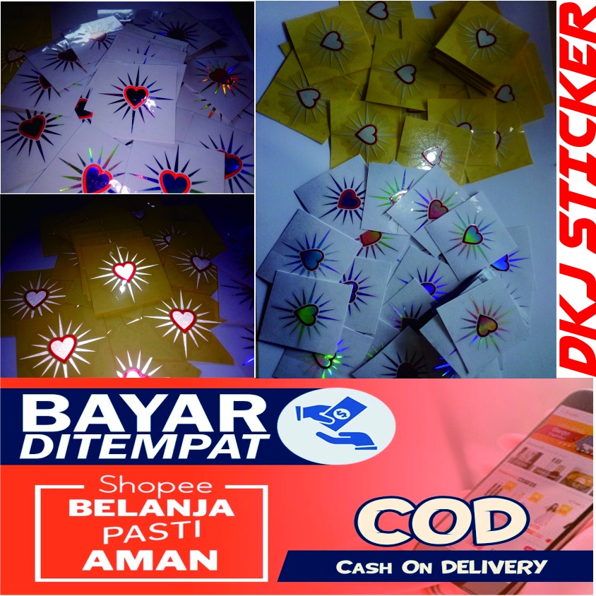 

stiker psht hologram hati bersinar 5x5 cm cuntting komputer