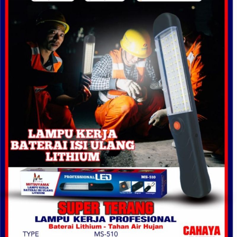 Lampu kerja baterai isi ulang lithium Mitsuyama Ms-510 50 watt