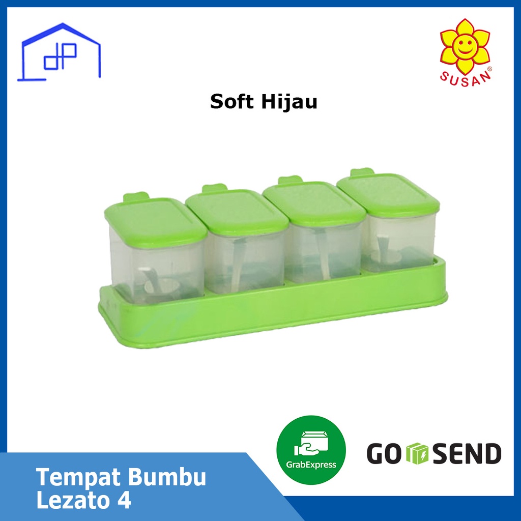 Tempat Bumbu Lezato Isi 4 - Tempat Bumbu Dapur - Tempat Garam - Rak Bumbu - Wadah Bumbu