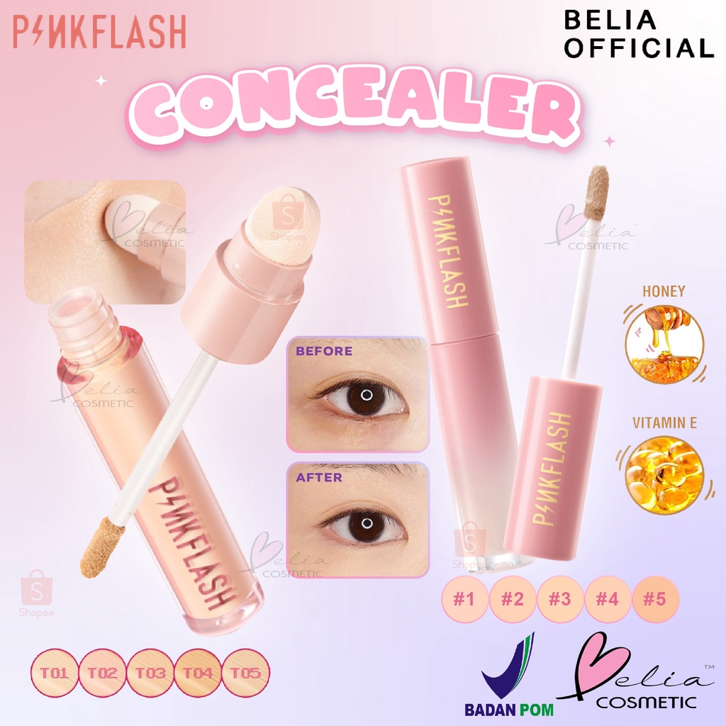 ❤ BELIA ❤ PINKFLASH Lasting Matte Concealer | Pink Flash Liquid Concealer Tahan Air Tahan Lama BPOM PF-F04