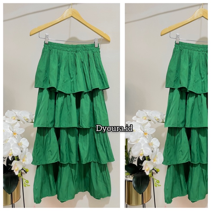 Rok Bervin / rok zara bella import / Rok Susun 4 Import / Rok umpak IMPORT BKK / TATAOS BANGKOK MJS FENNY LONG SKIRT PLISKET SUSUN ROK OMBAK 4 SUSUN PANJANG RUMBAI KOREAN STYLE