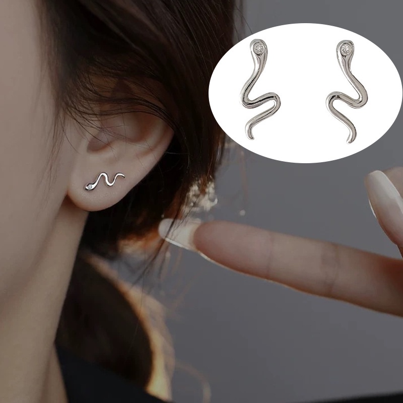 Anting Stud Mini Desain Ular Warna Permen Gaya Simple