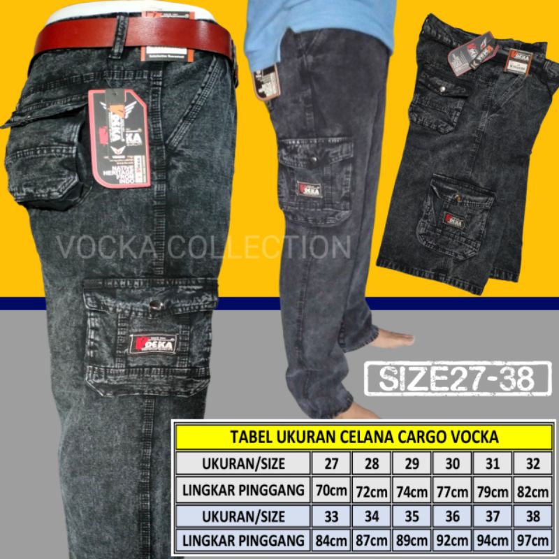 Celana Panjang Snow Wash Cargo Denim Original VOCKA