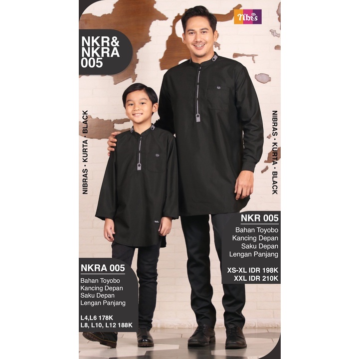 Koko Couple Bapak - Anak NKR 005 - NKRA 005 Terbaru 2023 / Fashion Muslim Koko Nibras