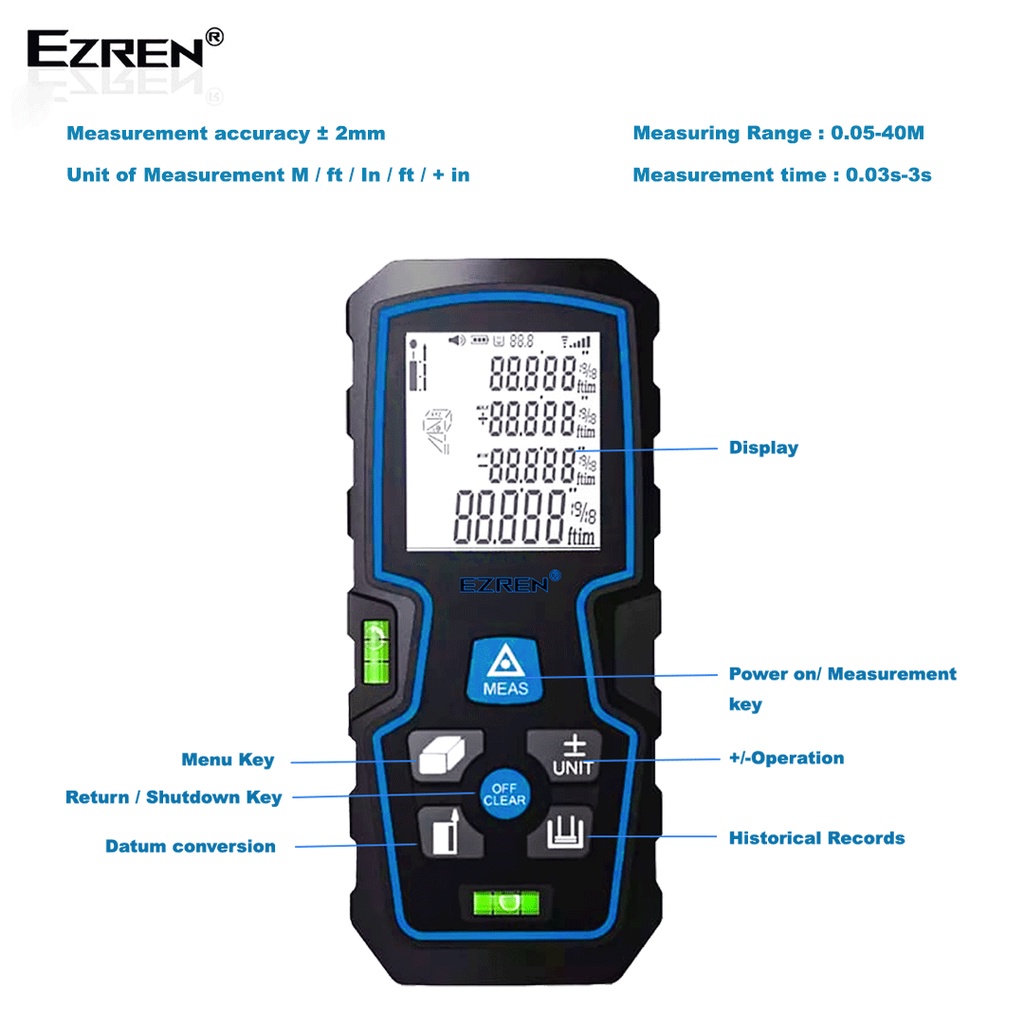 Ezren EZ-2004 Meteran Laser Digital 40M Rangefinder Distance Meter