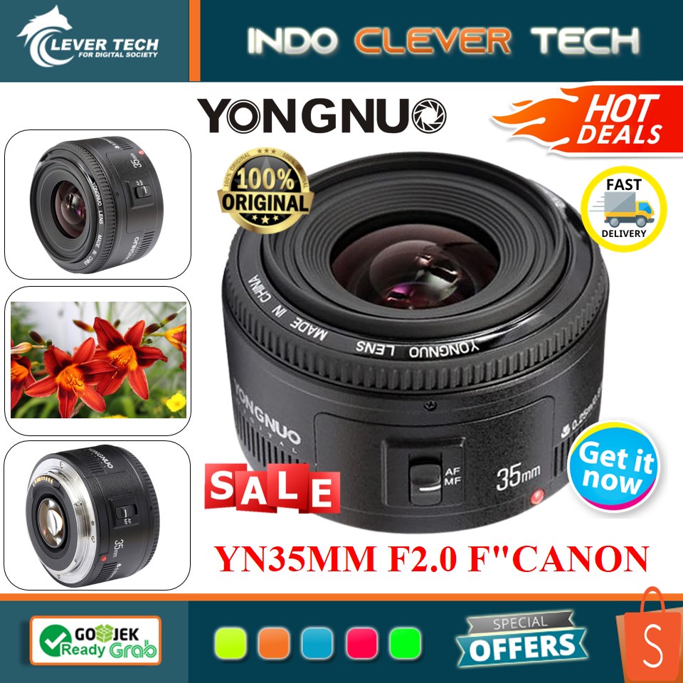 Lensa Fix Canon Yongnuo 35mm f/2 Lens for Canon