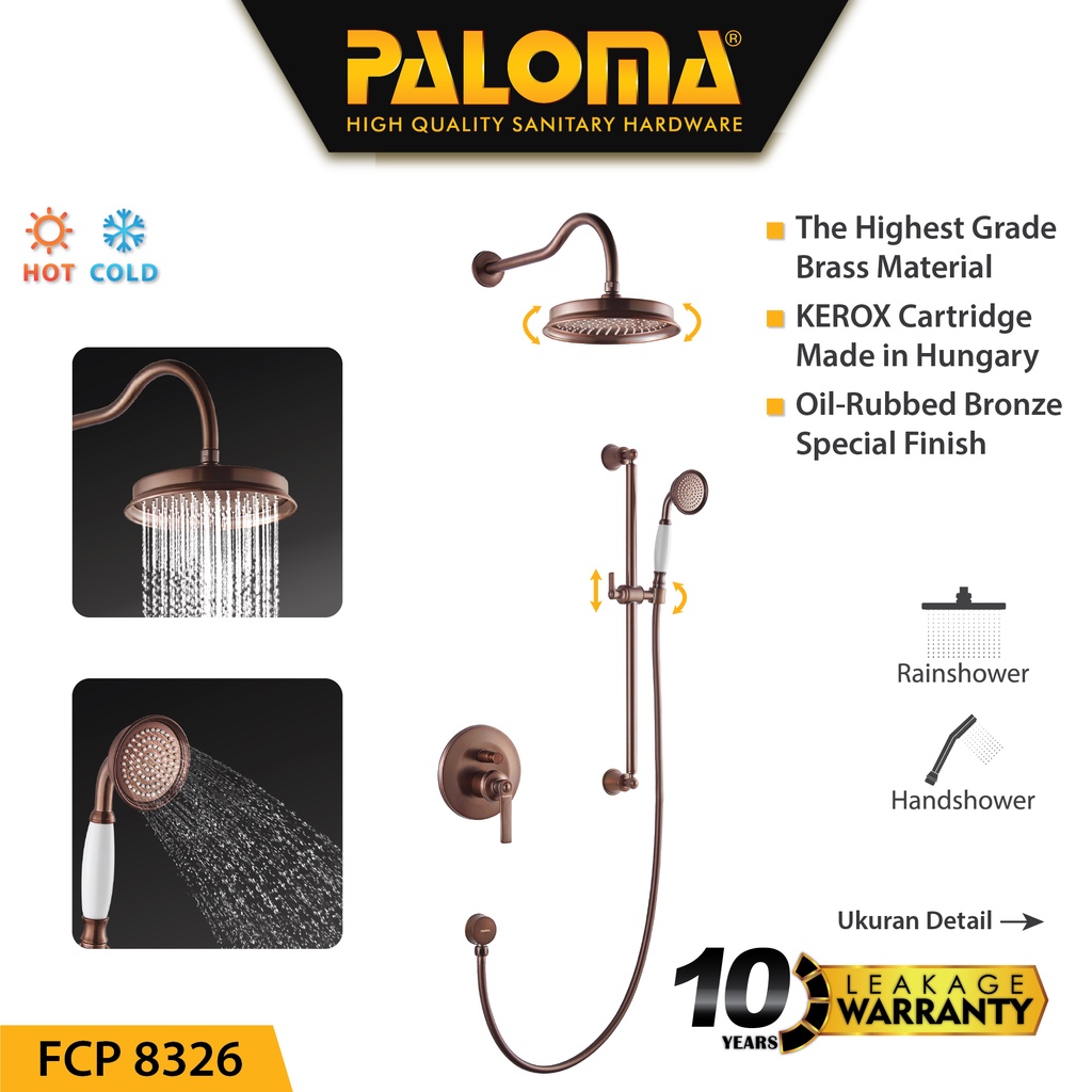 PALOMA FCP 8326 Keran Mixer Shower Tanam Set Dinding Tembok Kran Air