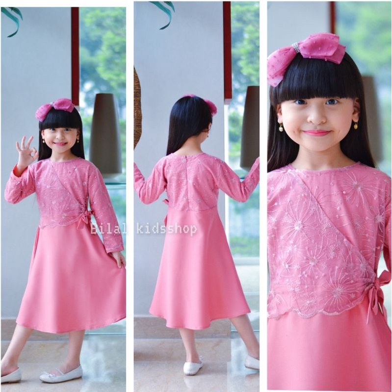DRESS BRUKAT MUTIARA ANAK LENGAN PANJANG 1-10 TAHUN