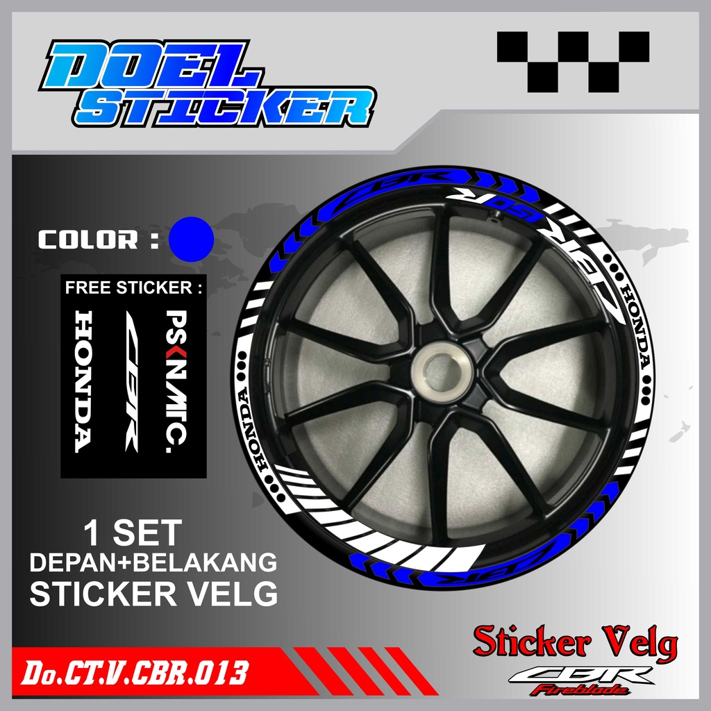 Stiker Cutting Velg CBR 150 Racing Lis List Variasi Custom Set Depan Belakang Doel 013