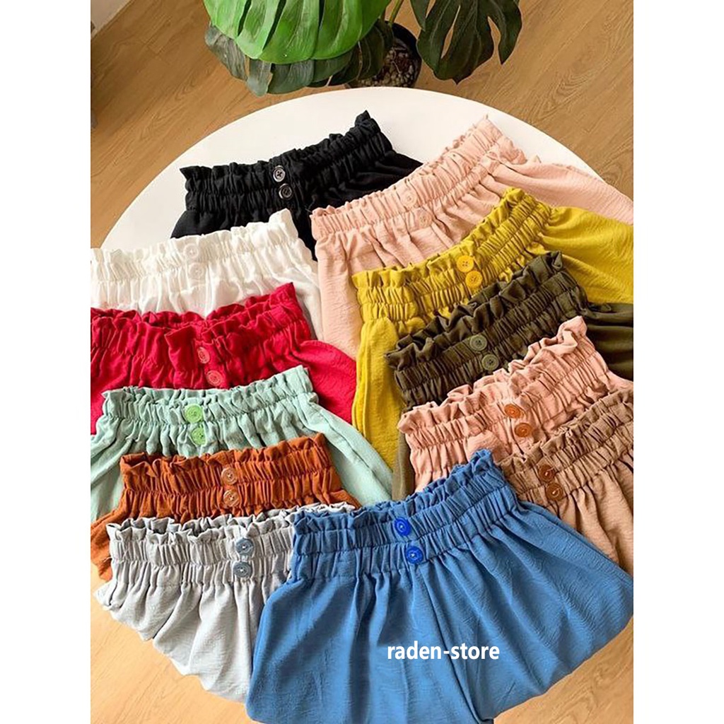 Celana Kulot Crinkle Airflow Highwaist Variasi Kancing 2 Button