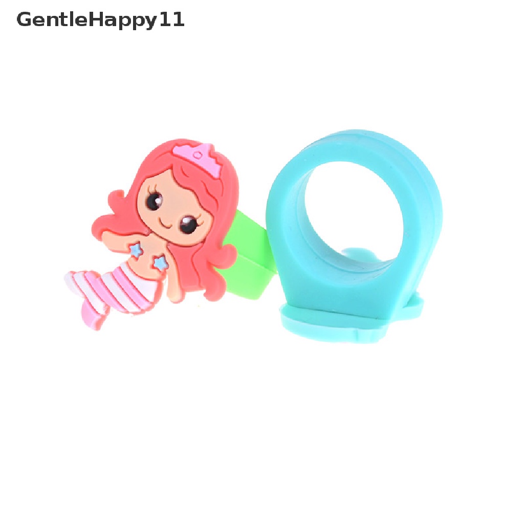 Gentlehappy 1PC Karet PVC Kartun Mermaid Princess Anak Cincin Anak Mainan Cincin Silikon id