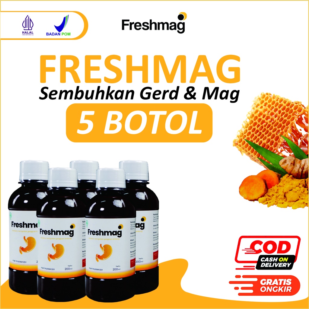 

5 Botol FRESHMAG Madu Herbal Alami Redakan Asam Lambung Mag Kronis 100% Original Asli Bisa COD