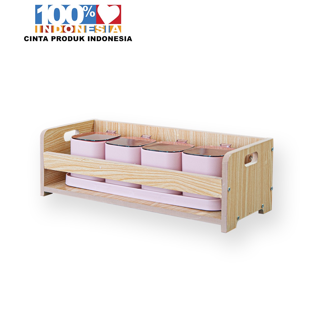 Rak Bumbu Gantung Dinding Dapur Tempat Penyimpanan Bumbu Minimalis Serbaguna Kayu MDF - CR019