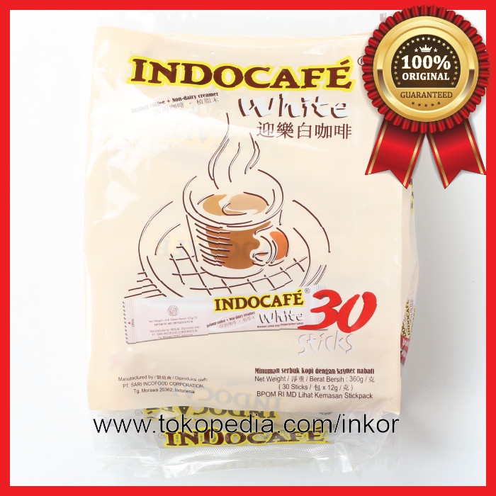 

INDOCAFE WHITE 30 STICKS PACK SERBUK KOPI DENGAN KRIMER NABATI 30X12GR