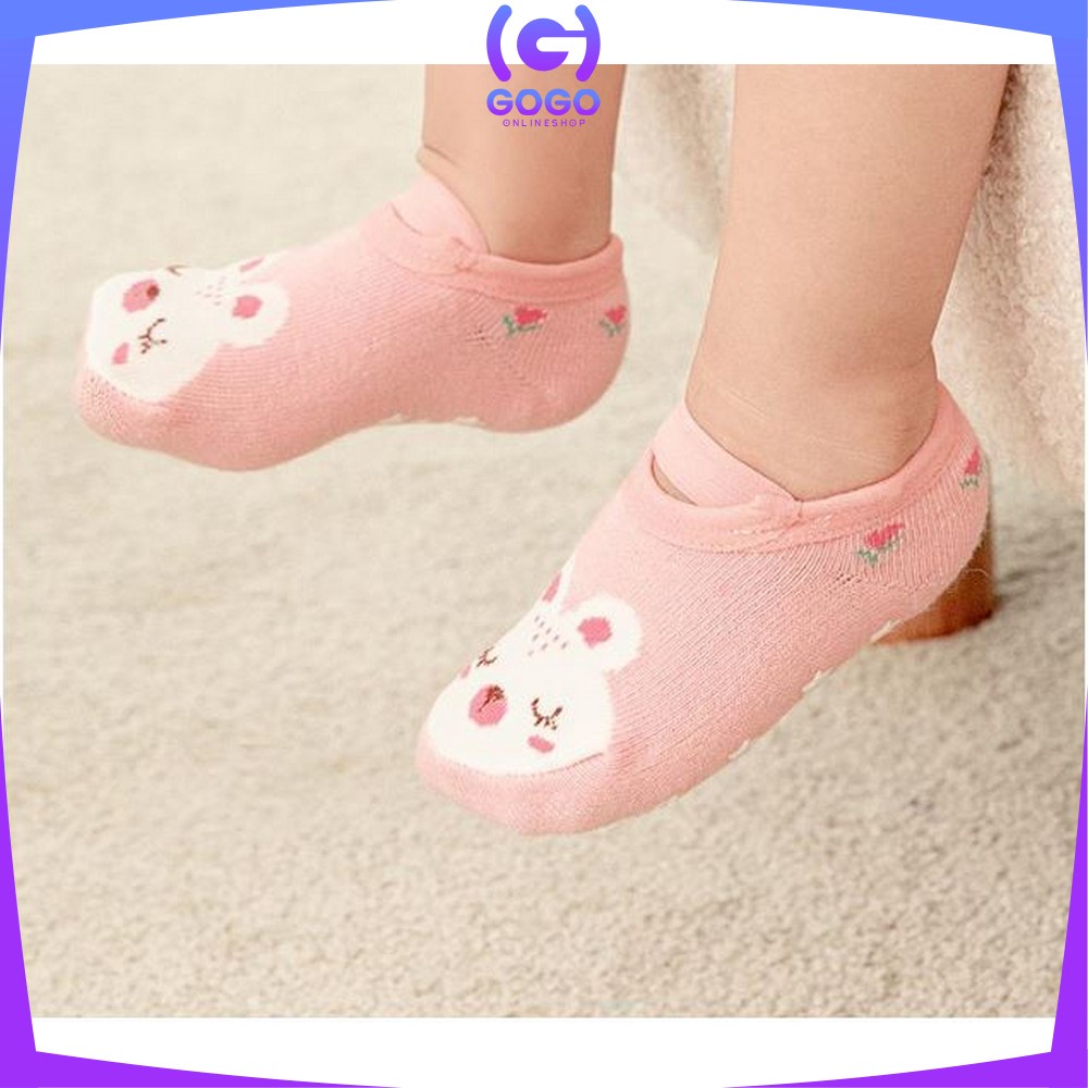 GOGO-P377 Kaos Kaki Dengan Ankle Strap Anak Bayi / Sepatu Kaus Kaki Anak Bayi Bahan Katun Anti Slip untuk Baby