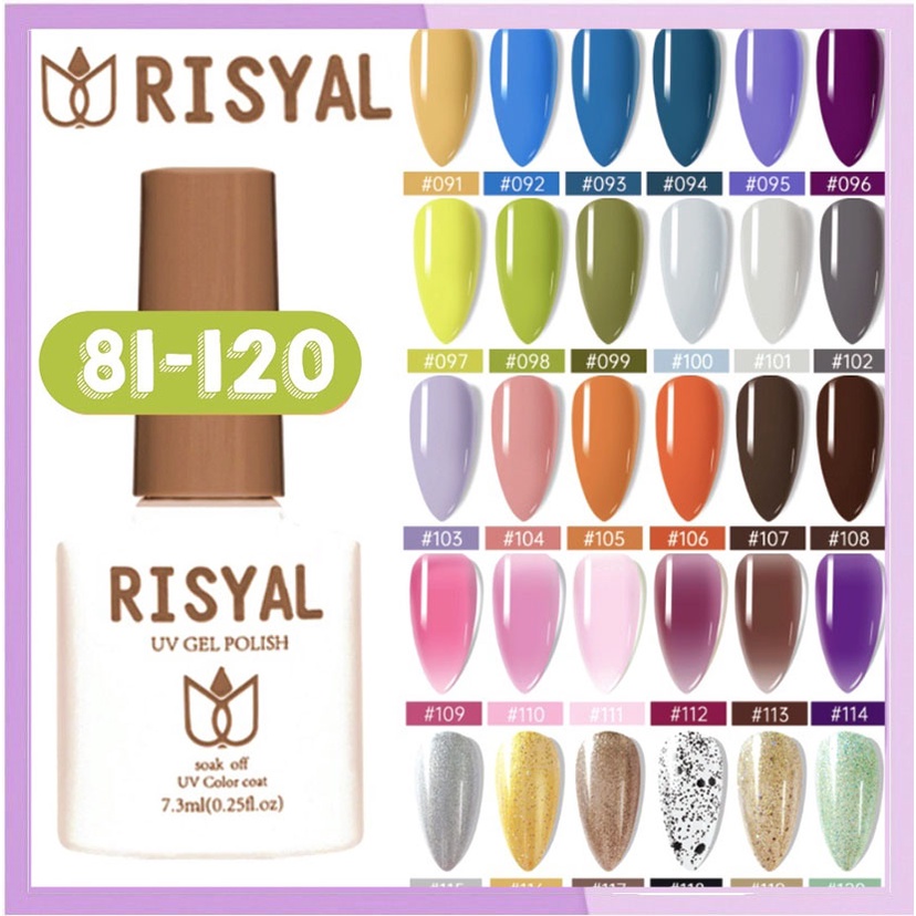 (81-120) RISYAL Kutek Soak Off Gel Cat Kuku  Halal UV Polish 7.5 ml KU036