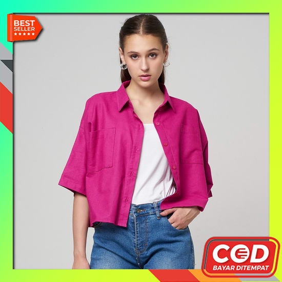 Baru Murah Aretha Kemeja Stripe Casual Kekinian Busui Kancing - Baju Atasan Bahan Katun Import Motif