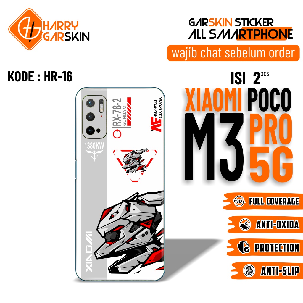 Garskin Skin Protector Xiaomi Poco M3 Pro 5G Kode 16-20 Bisa Custom Via Chat Isi 2.pcs