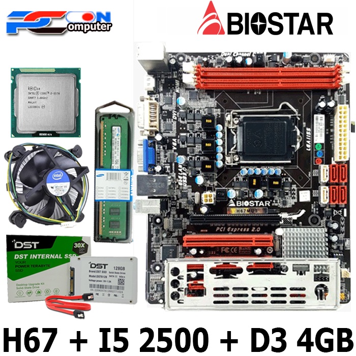 Paket Mainboard Mobo Motherboard H67 Dengan processor 2500