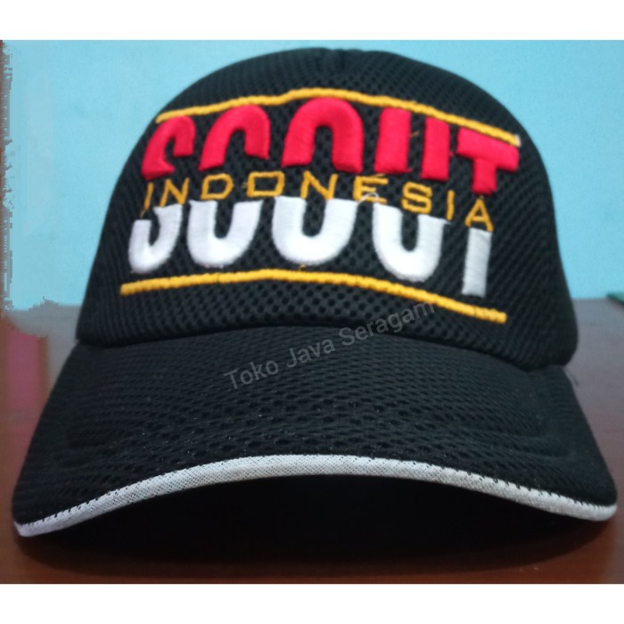 Topi Scout Pramuka Doublemesh Bordir Jaring Hitam Pet