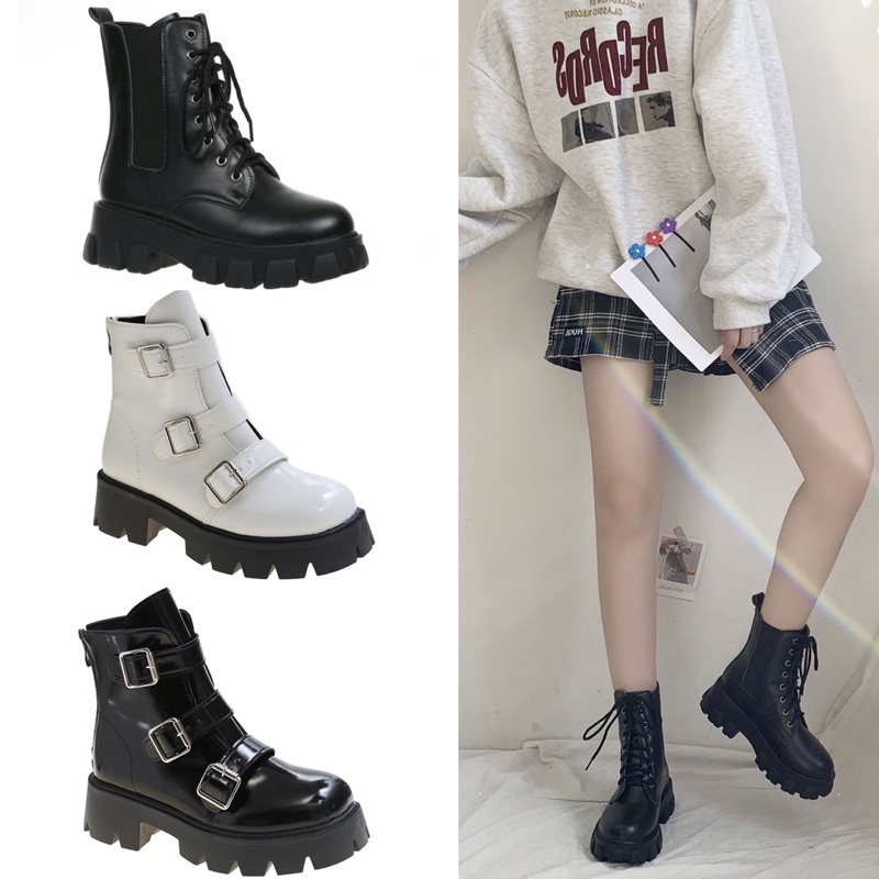 AVANCEID 1950 Sepatu Sneakers Boots Wanita Docmart Putih Hitam Import