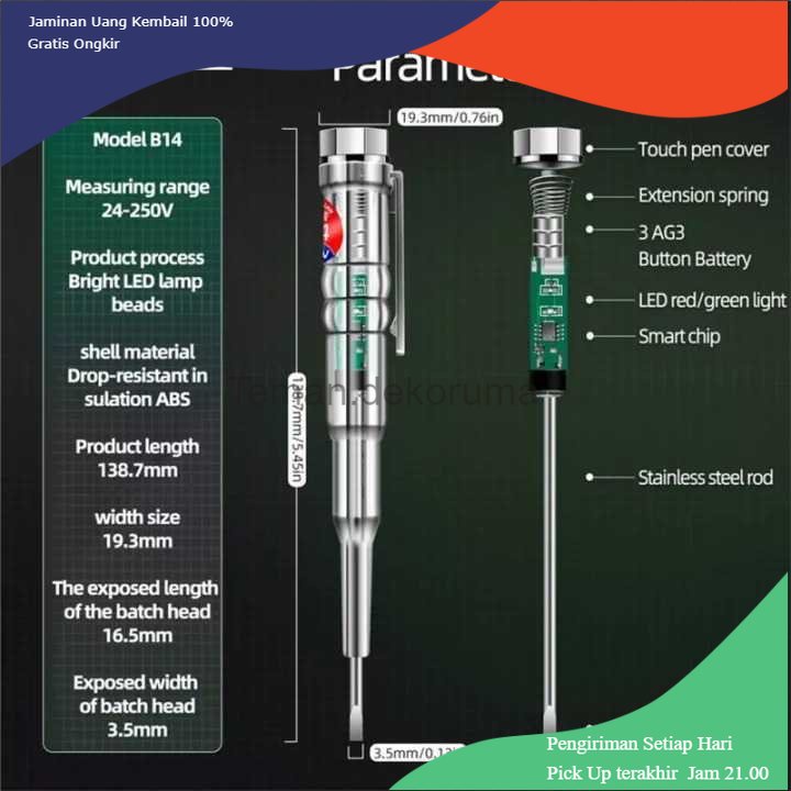 TD - PR1 ANENG Obeng Tespen Tester Pen with Indicator LED - B14