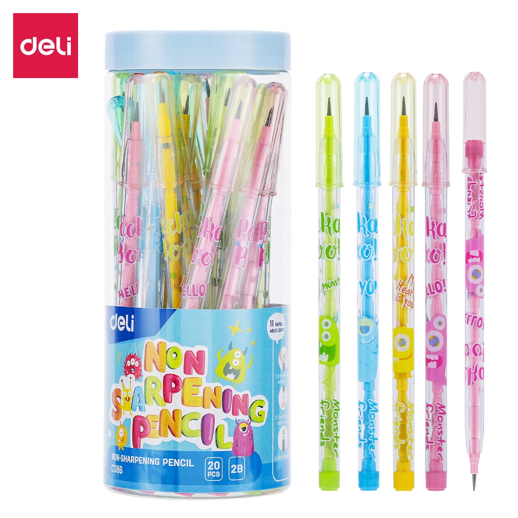 Deli Non-sharpening Pencil / Pensil Sambung / Susun / Bensia 2B Kartun Monster EC086