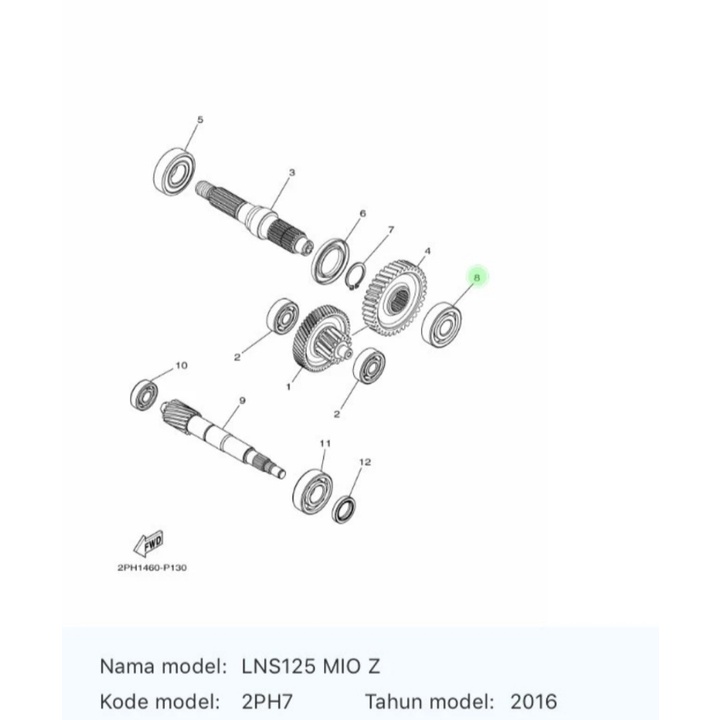 Bearing Gir Rasio Belakang Mio Z - Mio M3 93306-303YS