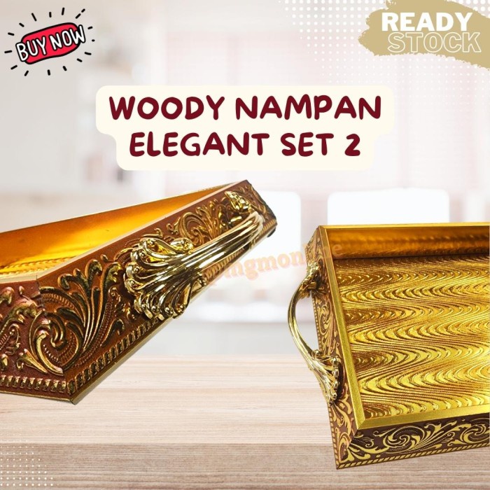 Woody Nampan set2 elegant Gold Tray hantaran seserahan lamaran nikah