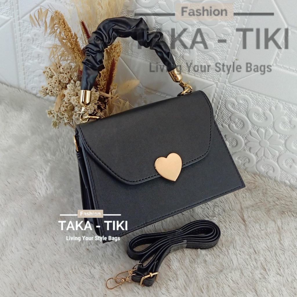 (COD)Tas Selempang Sling Bags Wanita LOVE Tali Kriting Terbaru HITAM