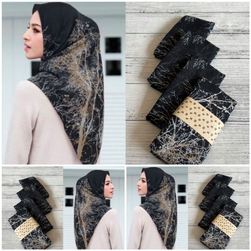Jilbab Segi Empat motif Terbaru Akar Ranting