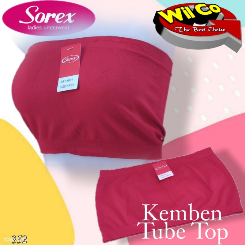 K352 - KEMBEN CROPTOP ATASAN WANITA SOREX TANPA TALI FREE SIZE MULTI COLOR