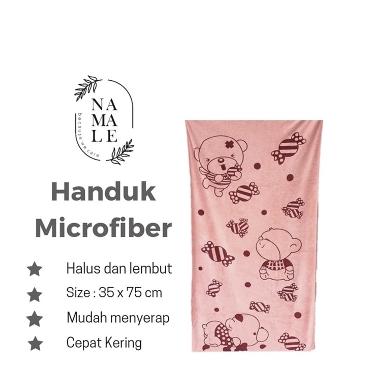 NAMALE SPORT TOWEL MICROFIBER BEAR 35x75cm ORIGINAL TERMURAH SURABAYA