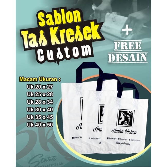 sablon tas kresek custom/sablon plastik/tas kresek/sablon kresek/sablon kresek Hd tali