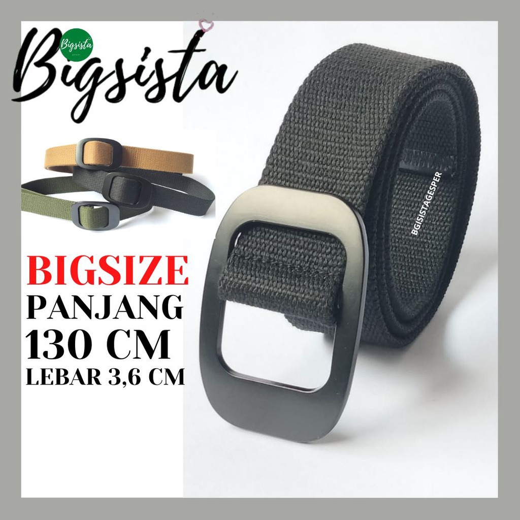 Ikat Pinggang Pria Jumbo Bahan Katun Kanvas Tactical Gesper Cowok Kain Ukuran Panjang Big Size