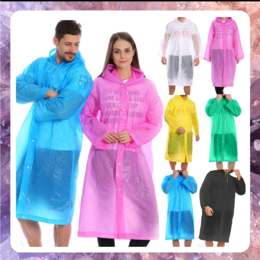 Jas Hujan Transparan Korea Poncho EVA Transparent Raincoat