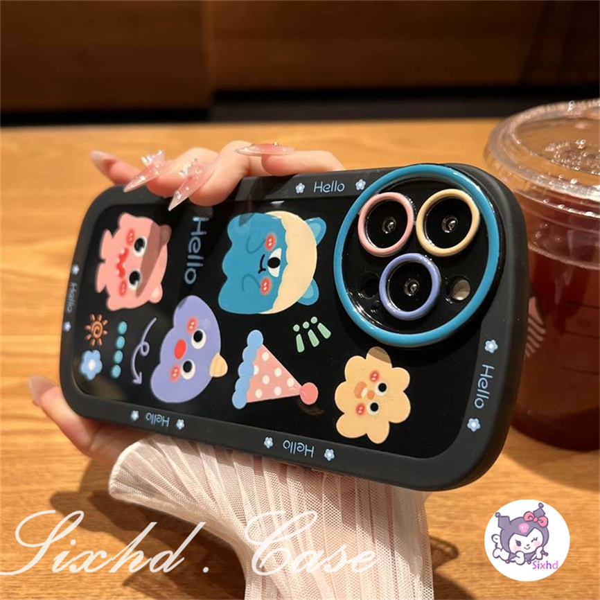 Compatible For iPhone 14 13 12 11 Pro Max SE2020 X XR Xs Max 7 8 Plus Case Cartoon Cute Monster Round Lens Phone Case Soft Shockproof Protection Cover