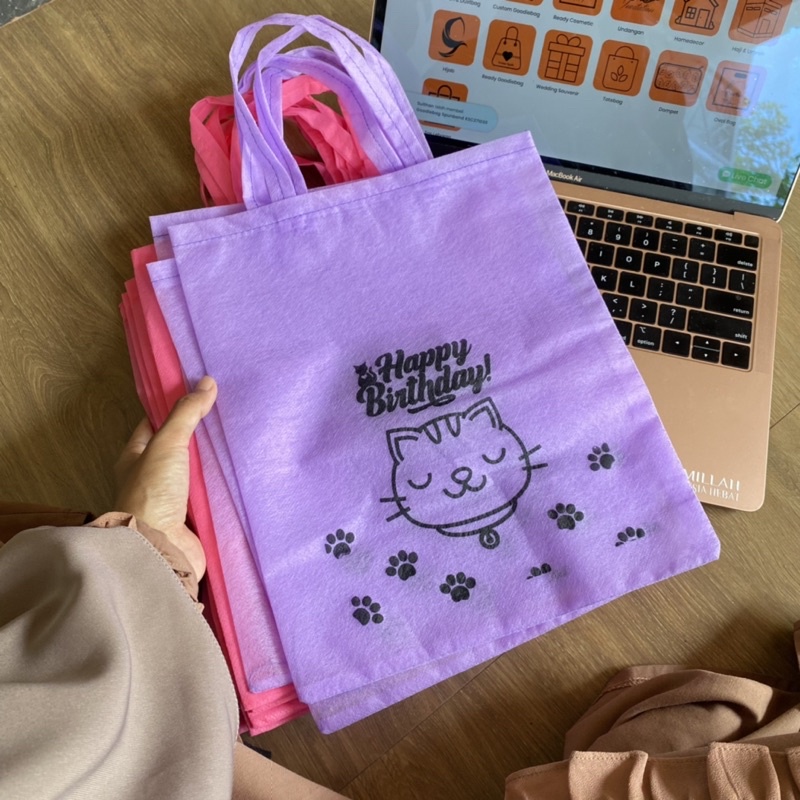 Goodiebag Ulang tahun Anak Khitan Hajatan Aqiqah Tas snack Termurah Terlaris Ready siap kirim F25x30 LILAC / UNGU MUDA