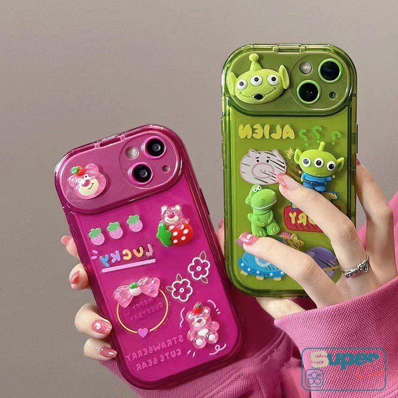 Soft Case Cermin Makeup Model Flip Desain Disney Toy Story Alien 3D Untuk IPhone 11 14 12 13 Pro MAX 7 8 XR 14 Plus X XS MAX SE 2020
