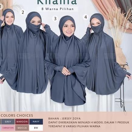 bergo hijab syari lengan cadar khania 4 in 1 khimar jilbab instan