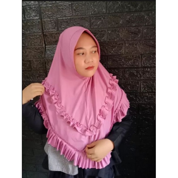 Hijab Instan Jumbo Gotik Rempel Jersey Super/Hijab Murah Jersey Super