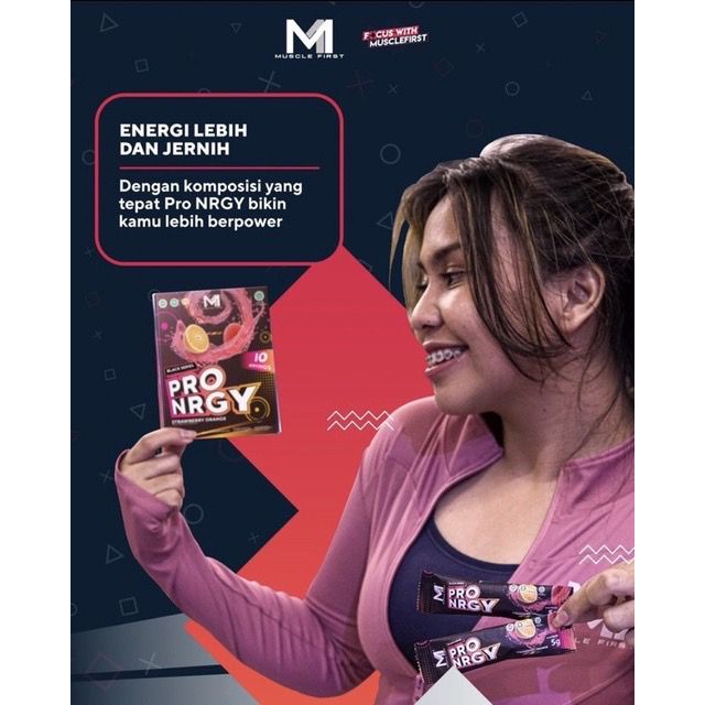 M1 Muscle First Pro Nrgy Pre Workout 10 sachet 10 servings Musclefirst Pro Energy Pronrgy Suplemen untuk Olahraga