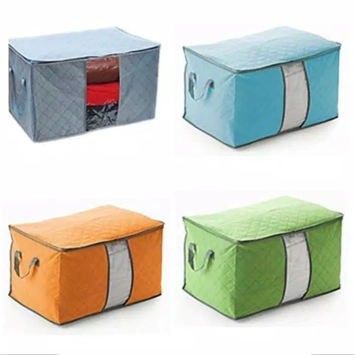 COD - SM88 -  STORAGE BAG/STORAGE BOX ORGANIZER BAMBOO TEMPAT PENYIMPANAN PAKAIAN SELIMUT BED COVER