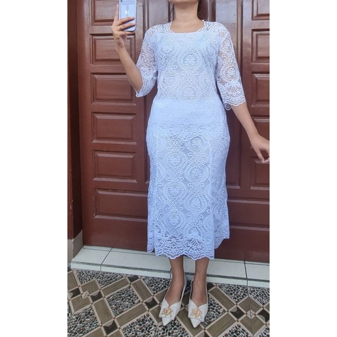 SETELAN ROK DAN BLUS RENDA SEMI PREMIUM/ SETELAN PESTA BROKAT LAPIS PREMIUM LEHER PETAK