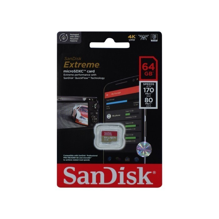 Micro SD microsd Sandisk 64GB Extreme 170Mbps Original Garansi Resmi