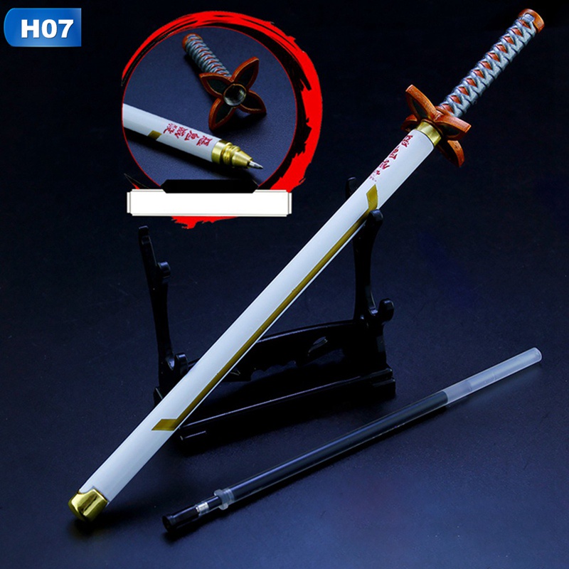 

Pulpen Shinobu swordpen anime demon slayer pedang pena alat tulis kimetsu no yaiba panjang 20 cm bonus refil dan stand pajangan koleksi