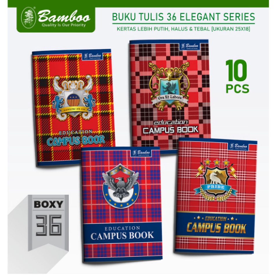 

Buku Tulis Bergaris Biasa / Buku Tulis Sekolah Campus Edition Ukuran Boxy Isi 36 Lembar 10 Buku Bamboo